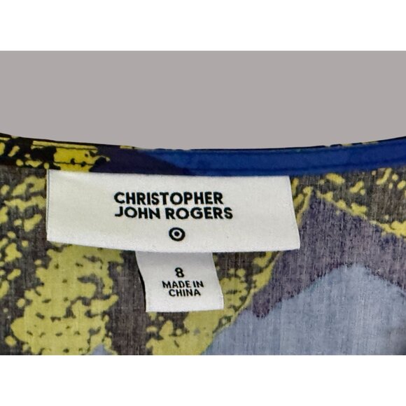 Christopher John Rogers V-Neck Maxi Dress With Flutter Sleeves & Bold Abstract P - Picture 5 of 9